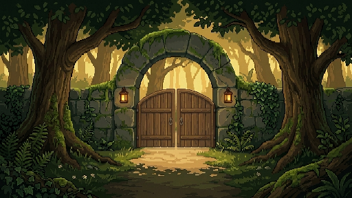 A mossy wooden gate leading into Sherwood Forest